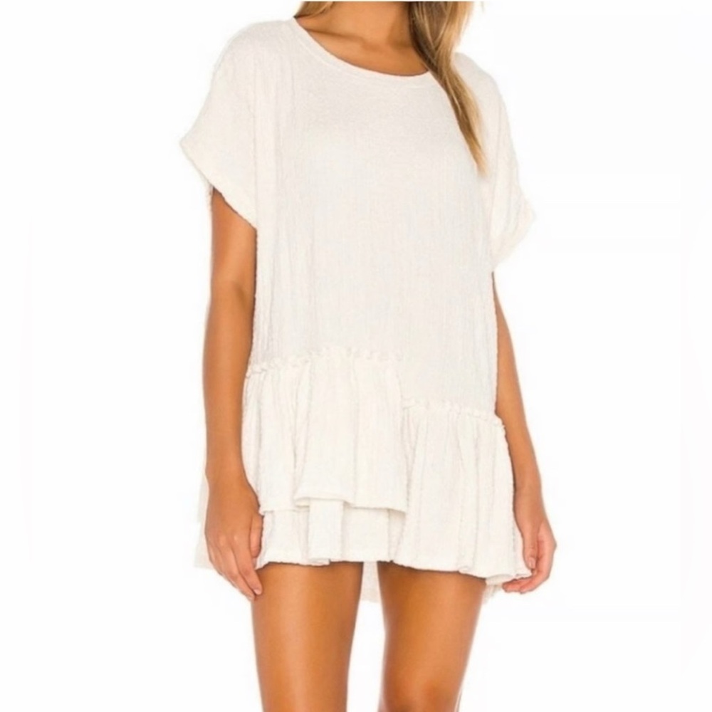 Free People Beach Ruffled Tunic Cream Size XS